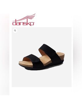 Dansko Maddy Black Milled Nubuck Leather Slip-On Wedge Comfortable Sandals 8.5